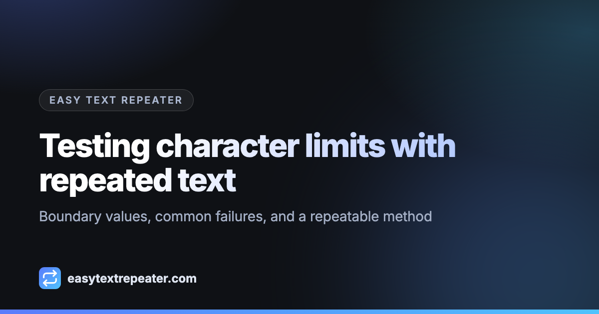 Testing character limits with repeated text &mdash; Boundary values, common failures, and a repeatable method